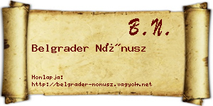 Belgrader Nónusz névjegykártya